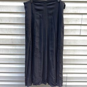 Coldwater Creek | Black Lined Chiffon Maxi Skirt Embroidered Size Large 14